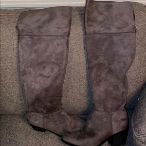 Grey Over the Knee Boots